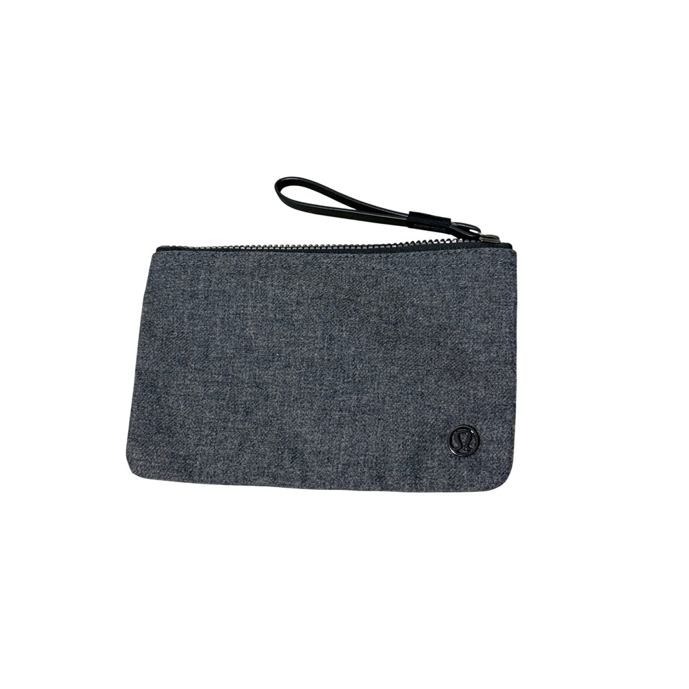 Lululemon Heathered Gray Wristlet Pouch Zippered Clutch Bag 8.5x6